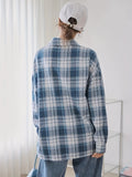 Stylish Plaid Button-Down Shirt - Women's Long Sleeve Casual Blouses for Spring & Fall with Collared Neckline and Relaxed Fit - Perfect for Everyday Wear