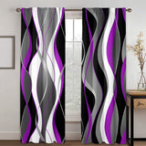 2pcs Set Contemporary Abstract Black & White Geometric Digital Print Curtains - Translucent, Privacy-Enhancing for Living Room and Bedroom Decor