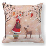 45Cm Merry Christmas Cushion Cover Pillowcase Decorations For Home Ornament Happy New Year Decor