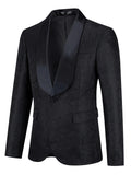 Formal 2 Pieces Set, Men's Jacquard Shawl Collar Suit Jacket & Dress Pants Suit Set For Business Dinner Wedding Party