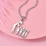 1pc Fashionable & Minimalist Stainless Steel Mother & Daughter Pendant Necklace For Men, Ideal choice for Gifts