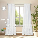 2pcs Ruffle Decorative Romantic Curtains, Window Drapes for Bedroom Living Room, Home Room Decoration