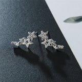 Star Shape Stud Earrings Inlaid Shiny Rhinestones Elegant Ear Jewelry Decorations For Women