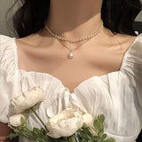 Baroque Stylish Double Layer Faux Pearl Necklace For Women Banquet Party Daily Wear Jewelry Gift