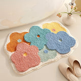 Soft Absorbent Polyester Floral Bathroom Rug Mat - Non-Slip Comfortable Bath Mat for Floor, Sink, Bathtub, Shower - Ideal for Spring Decor and Christmas Gift, Christmas Decor