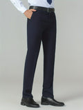 Stylish Classic Fit Dress Pants - Men's Formal Solid Color Suit Pants for Spring Summer Business and Special Occasions - High-Quality Fabric, Comfortable Wear, and Versatile Design