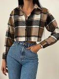 Vibrant Plaid Crop Shirt - Long Sleeve, Button Front, Casual Chic, Relaxed Fit, Women's Fashion Clothing for Everyday Wear