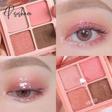 4Color Diamond Shimmer Matte Eyeshadow Pallete Earthy Shiny Long Lasting Waterproof Eye Pigment