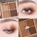 4Color Diamond Shimmer Matte Eyeshadow Pallete Earthy Shiny Long Lasting Waterproof Eye Pigment