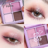 4Color Diamond Shimmer Matte Eyeshadow Pallete Earthy Shiny Long Lasting Waterproof Eye Pigment