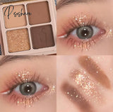4Color Diamond Shimmer Matte Eyeshadow Pallete Earthy Shiny Long Lasting Waterproof Eye Pigment