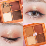 4Color Diamond Shimmer Matte Eyeshadow Pallete Earthy Shiny Long Lasting Waterproof Eye Pigment