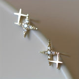 Double Star Design Stud Earrings Inlaid zirconia For Women Proposal Engagement Party Jewelry Gift