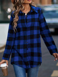 Long Sleeve Plaid Print Classic Shirt, Casual Button Front, Women's Clothing