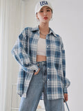 Stylish Plaid Button-Down Shirt - Women's Long Sleeve Casual Blouses for Spring & Fall with Collared Neckline and Relaxed Fit - Perfect for Everyday Wear