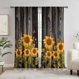 2pcs Sunflower Printed Curtain, Rod Pocket Window Treatment For Bedroom Office Kitchen Living Room Study Home Decor