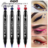 4Pcs Double Head Waterproof Liquid Eyeliner Moon Star Heart Shapes Tattoo Stamp Quick To Dry Eye