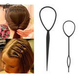 4Pcs/Set Hair Tools Ponytail Creator Plastic Loop Popular Styling Black Topsy Tail Clip Braid Maker