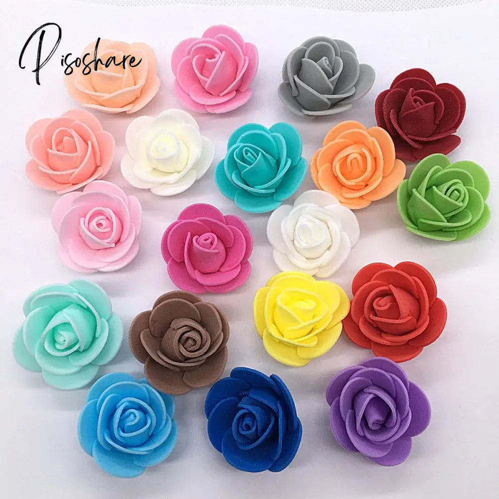 50/100/200/500Pcs 3Cm Foam Rose For Bear Artificial Flowers Diy Gifts Box Wedding Decorative