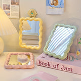 Floral Portable Makeup Mirror - Corrugated Tabletop Vanity Mirror with Polished Plastic Frame, Unscented, No Battery Required, Easy Carry Design for Women