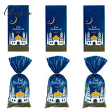 50Pcs Eid Mubarak Gift Bags Moon Mosque Plastic Candy Treat Bag Ramadan Muslim Festival Party Favor