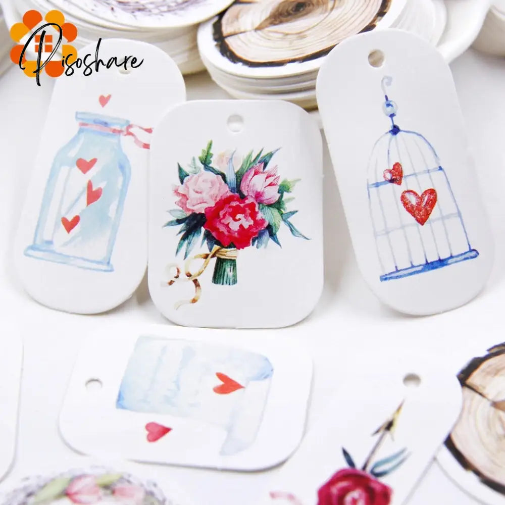 50Pcs/Lot Beautiful Paper Tags With Hemp Rope Wedding Diy Package Party Decorations Mariage