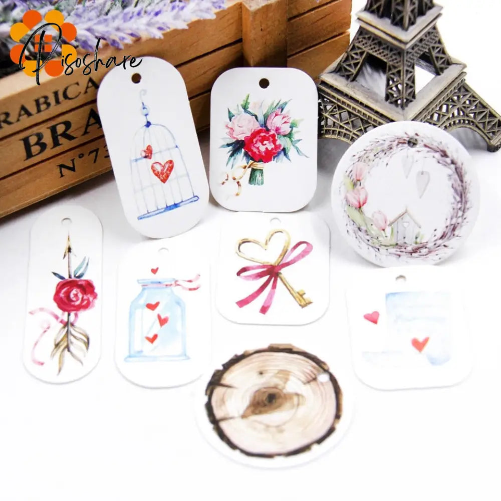 50Pcs/Lot Beautiful Paper Tags With Hemp Rope Wedding Diy Package Party Decorations Mariage