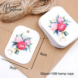 50Pcs/Lot Beautiful Paper Tags With Hemp Rope Wedding Diy Package Party Decorations Mariage