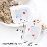 50Pcs/Lot Beautiful Paper Tags With Hemp Rope Wedding Diy Package Party Decorations Mariage