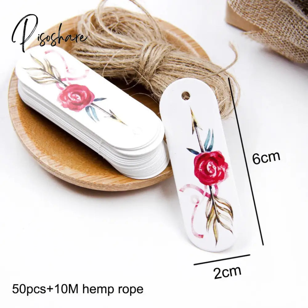 50Pcs/Lot Beautiful Paper Tags With Hemp Rope Wedding Diy Package Party Decorations Mariage