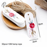 50Pcs/Lot Beautiful Paper Tags With Hemp Rope Wedding Diy Package Party Decorations Mariage