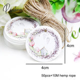 50Pcs/Lot Beautiful Paper Tags With Hemp Rope Wedding Diy Package Party Decorations Mariage