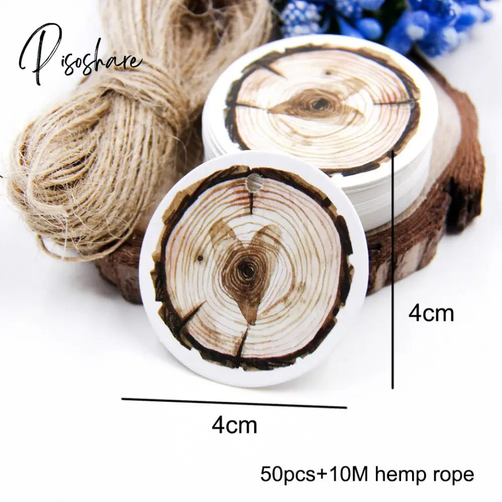 50Pcs/Lot Beautiful Paper Tags With Hemp Rope Wedding Diy Package Party Decorations Mariage