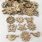 50Pcs Natural Wood Christmas Ornaments Pendant Hanging Gifts Elk Deer Snowflake Xmas Tree New Year