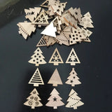 50Pcs Natural Wood Christmas Ornaments Pendant Hanging Gifts Elk Deer Snowflake Xmas Tree New Year