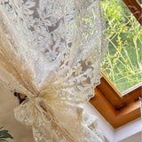 2-Piece Vintage Jacquard Sheer Curtain Set with Rod Pocket, Polyester Mesh Lace Embroidered Decorative Panels for Bedroom, Kitchen, Restaurants - Washable, Unlined, Romance Theme, All-Season