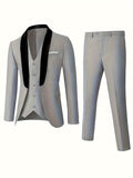 Mens 3-Piece Formal Suit Set - Chic & Modern, Classic Fit Jacket, Vest & Pants for Business, Banquet, Wedding & Party Events - Stylish and Versatile Ensemble