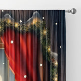 2PCS Christmas Vintage Wooden Cabin Cute Snowman Decorative Curtains, Rod Pocket Decorative Light-Filtering Kitchen Living Room Office Bedroom Home Decor Curtains