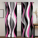 2pcs Set Contemporary Abstract Black & White Geometric Digital Print Curtains - Translucent, Privacy-Enhancing for Living Room and Bedroom Decor