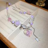 Elegant Ballet-Inspired Heart & Butterfly Charm Choker Necklace Resin Pendant - Stylish Japan & Korea Accessory for Daily and Party Occasions