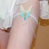 [Chic Resin Lace Butterfly Armlet] Elegant Lace Butterfly Tassel Armlet - Chic Resin Leg Chain for Casual Attire