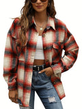 Stylish Plaid Shirt - Soft, Breathable, Relaxed Fit, Drop Shoulder, Long Sleeve, Casual Outwear for Spring and Fall - Women's Fashion Clothing