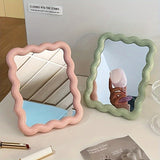 Portable Cartoon Themed Makeup Mirror - Polished Finish Non-Slip Dresser Mount Glass Mirror for Travel & Vanity Use - Plastic Frame, Unscented, No Electricity Required
