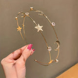 New Korean Style Copper Alloy Headband With Metal Stars And Moon, ideal choice for gifts