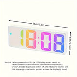 1pc Led Mirror Table Alarm Clock Digital Alarm Snooze Display Time Desktop Electronic Table Night Light Desktop USB Alarm Clock Home Decor  For Bedroom Office Table Clock