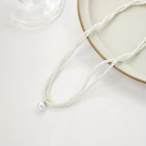[Double-Layered Pearl Necklace for Women] Chic Double-Layered Faux Pearl Necklace for Women - Versatile & Elegant, Perfect for Casual Attire or Parties