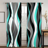 2pcs Set Contemporary Abstract Black & White Geometric Digital Print Curtains - Translucent, Privacy-Enhancing for Living Room and Bedroom Decor