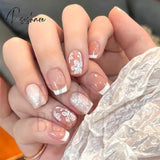 5D Acrylic Flowers Stickers Nails Art Supplies Gradient Pink White Floral Lace Nail Slider Summer