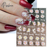 5D Acrylic Flowers Stickers Nails Art Supplies Gradient Pink White Floral Lace Nail Slider Summer Manicure Decor Foils STZ-5D43