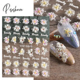 5D Acrylic Flowers Stickers Nails Art Supplies Gradient Pink White Floral Lace Nail Slider Summer